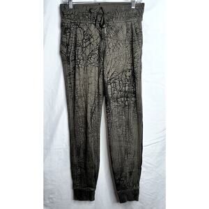 Lululemon Warm Down Joggers Womens Size 6 Tan Black Drawstring Ankle Cuff Sweats